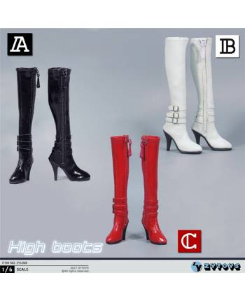 ZY Toys ZY1008-A/B/C 1/6 Female High Zipper Leather Boots